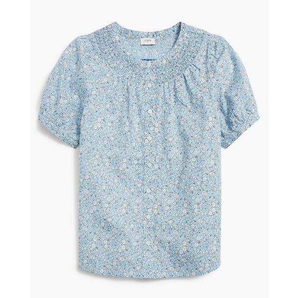 NWT J. Crew Linen-Blend Short-Sleeve Smock-Neck Top Size M - Picture 3 of 7